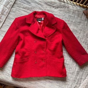 Red Requirements 100% Wool Holiday Pea Coat Blazer